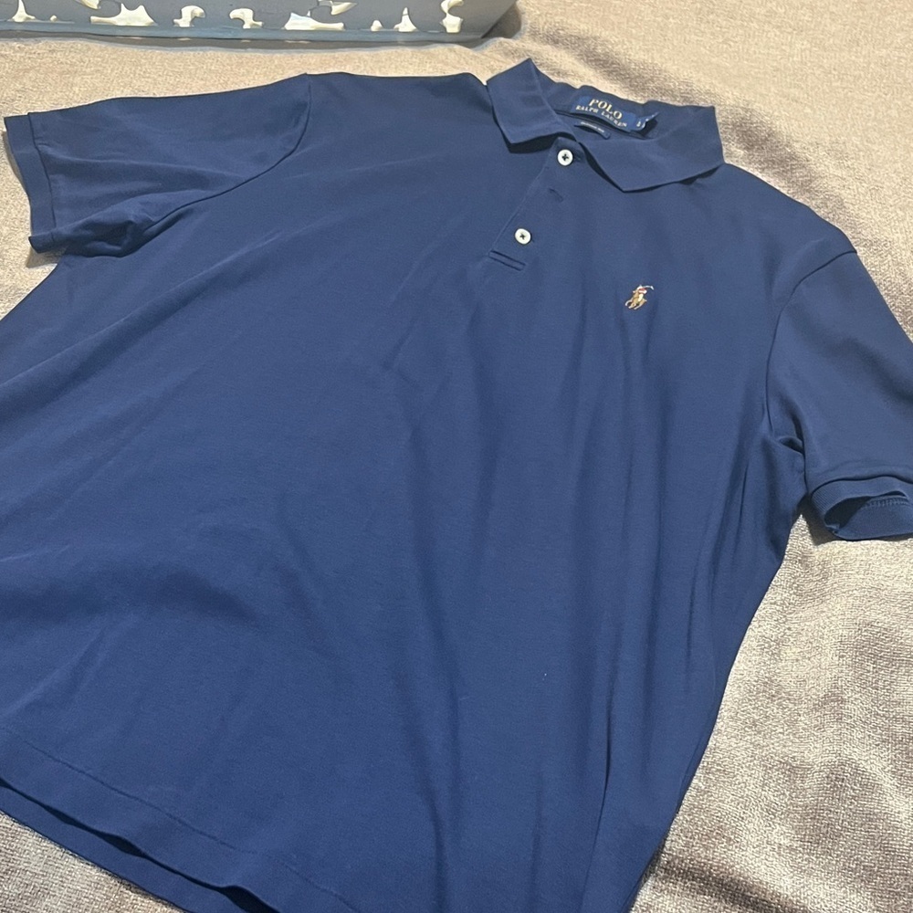Polo by Ralph Lauren Men's Navy Polo Shirt - Size Large